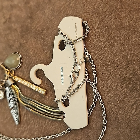 3/$30 MAURICES Two-tone Charm Pendant Long Sweater Chain Cowboycore Necklace - Picture 3 of 4